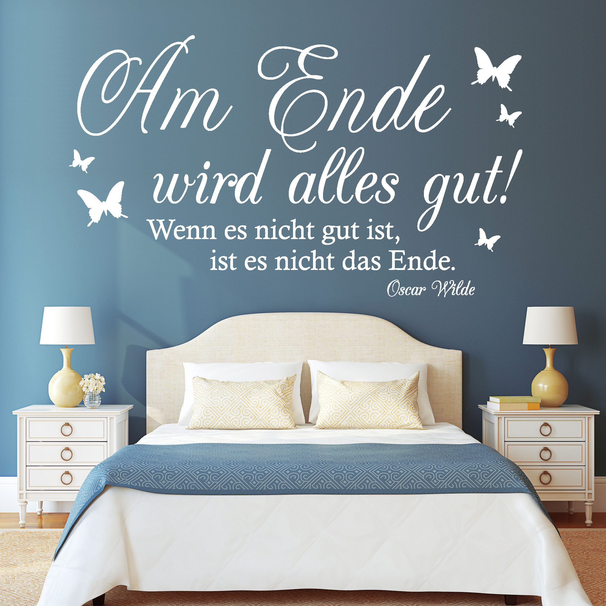 Wandtattoo Spruch Am Ende wird alles gut – Oscar Wilde Wandaufkleber Zitat