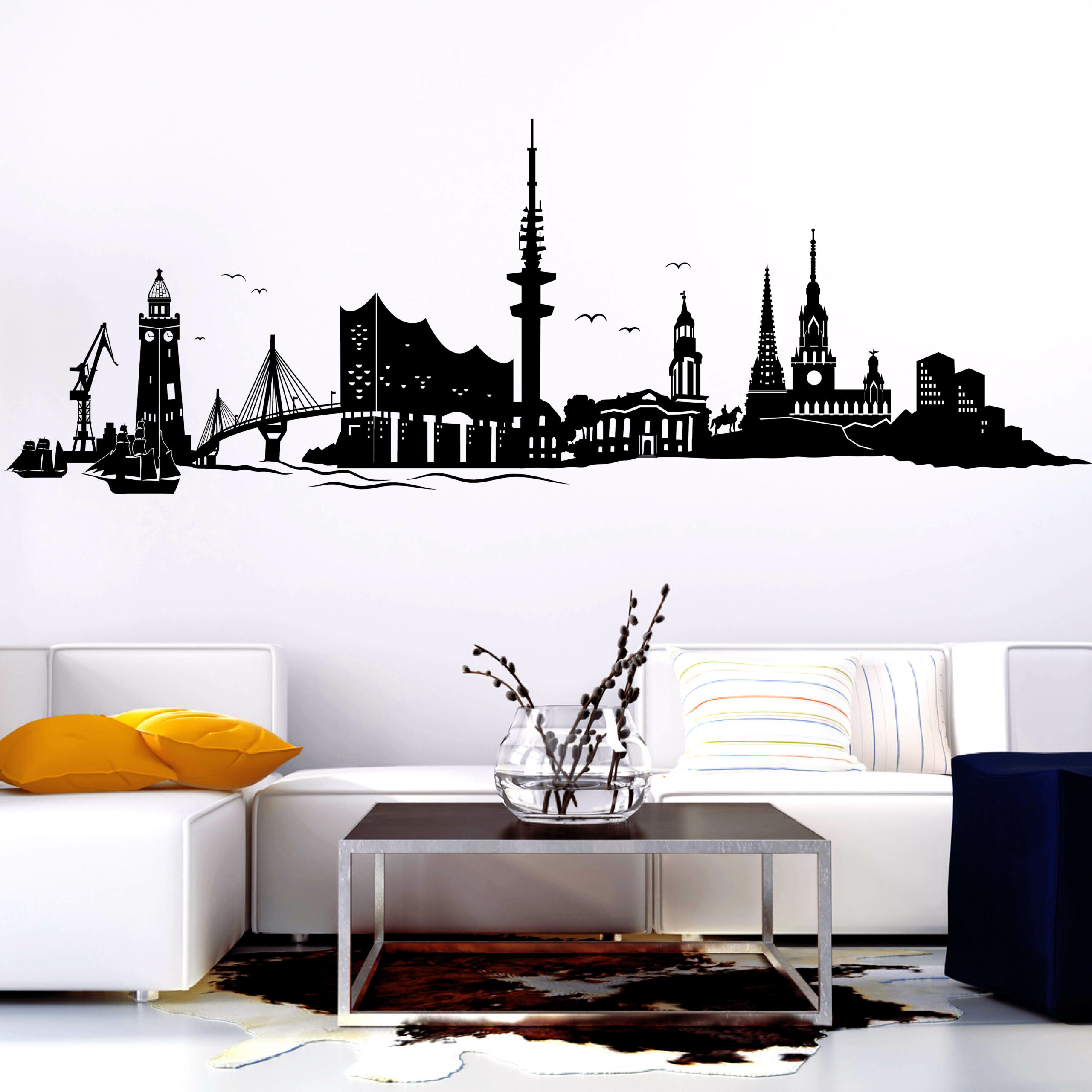 Wandtattoo Skyline Hamburg Hansestadt Wandaufkleber Heimat Heimatliebe