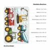Auf dem Bild ist das Produkt: Wandtattoo Kinderzimmer Baumaschinen Trecker Mischer Bagger Feuerwehrauto Dekoration Kinderzimmer zum Preis von €34.9 abgebildet.
