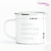 Auf dem Bild ist das Produkt: Tasse Campingbecher Emaille mit Wildblumen und dem Wunschnamen Natur Naturliebhaber Camper zum Preis von €18.9 abgebildet.