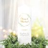 Auf dem Bild ist das Produkt: Weiße personalisierbare Hochzeitskerze geometrischer Rahmen mit Blättern personalisiert Hochzeitsgeschenk Spruch, Valentinstagsgeschenk zum Preis von €5.9 abgebildet.