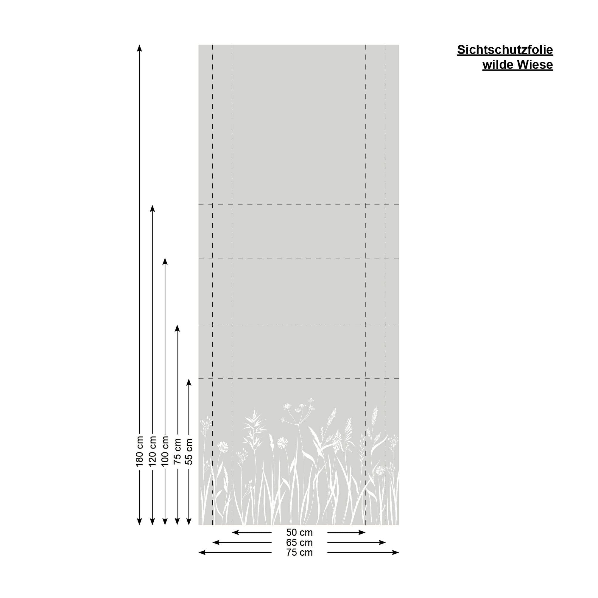 Auf dem Bild ist das Produkt: Sichtschutzfolie Blumenwiese Wiese Blumen Fensterfolie Fensterdeko Milchglasfolie Wiederverwendbar zum Preis von €24.9 abgebildet.