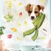 Auf dem Bild ist das Produkt: Fensterbild Herbst reinschauender Jack Russel Terrier mit Schal bunte Blätter herbstlicher Fensteraufkleber Fensterdeko zum Preis von €13.90 abgebildet.