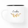Auf dem Bild ist das Produkt: Kindertasse Emaille Becher Igel und Blätter Herbst mit Namen zum Preis von €18.9 abgebildet.