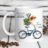 Auf dem Bild ist das Produkt: Kindertasse Tasse Junge auf dem Fahrrad Ab heute bin ich ein Schulkind, Geschenk Einschulung Schulanfang zum Preis von €18.9 abgebildet.