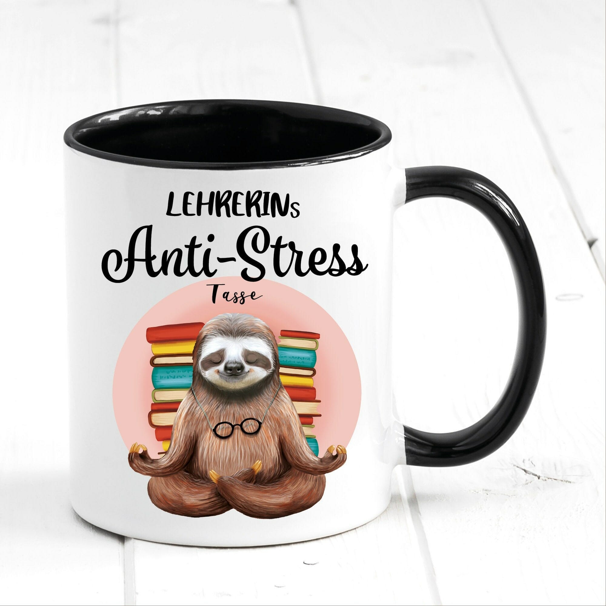 Tasse bedruckt Faultier Lehrerins Anti-Stress Tasse, Geschenk Lehrerin Kaffeetasse Kaffeebecher