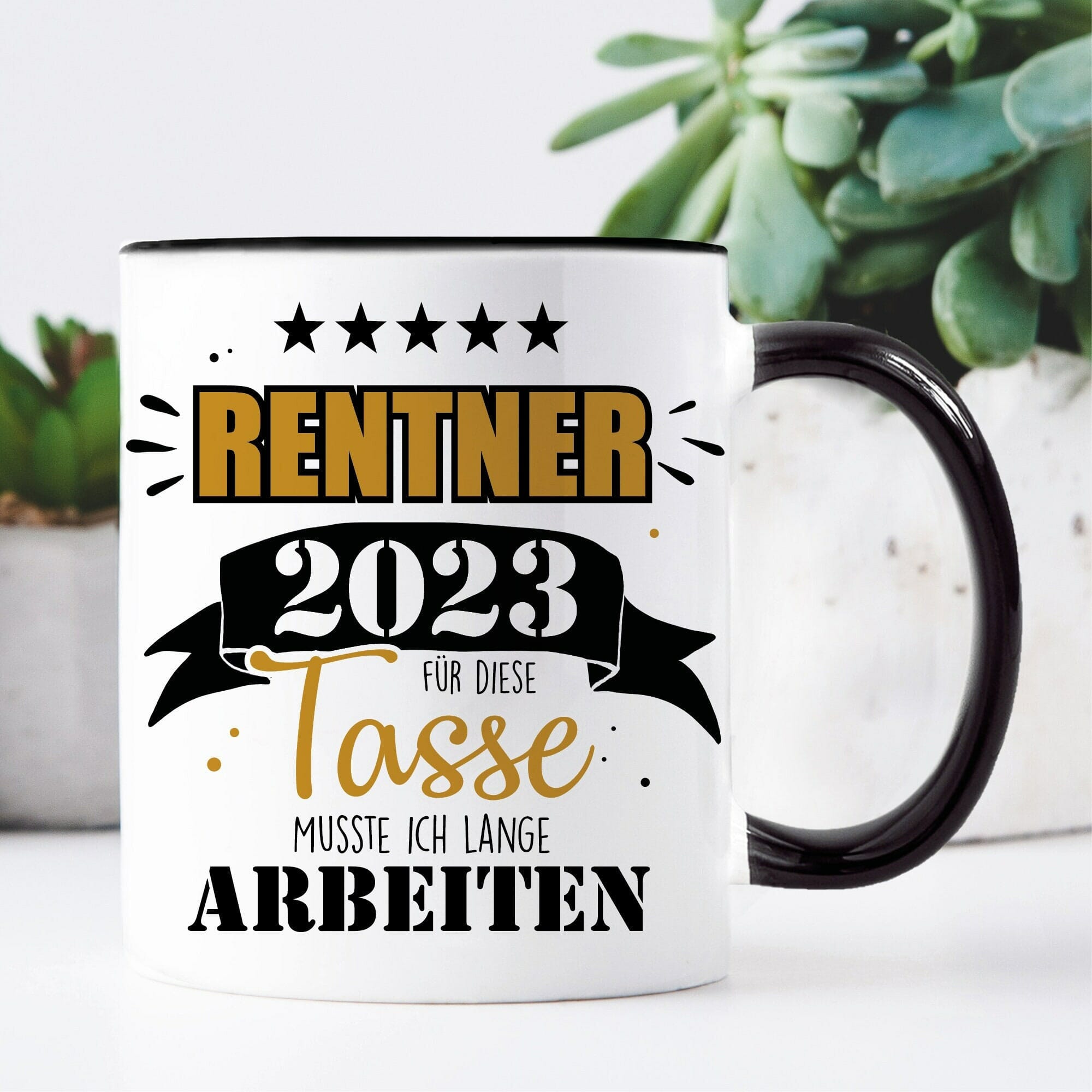 Tasse bedruckt Rentner 2023, Geschenk Kollege Kaffeetasse Kaffeebecher