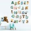 Auf dem Bild ist das Produkt: Wandtattoo Kinderzimmer Alphabet und Tiere Dekoration Kinderzimmer Folie für die Wand zum Preis von €44.9 abgebildet.