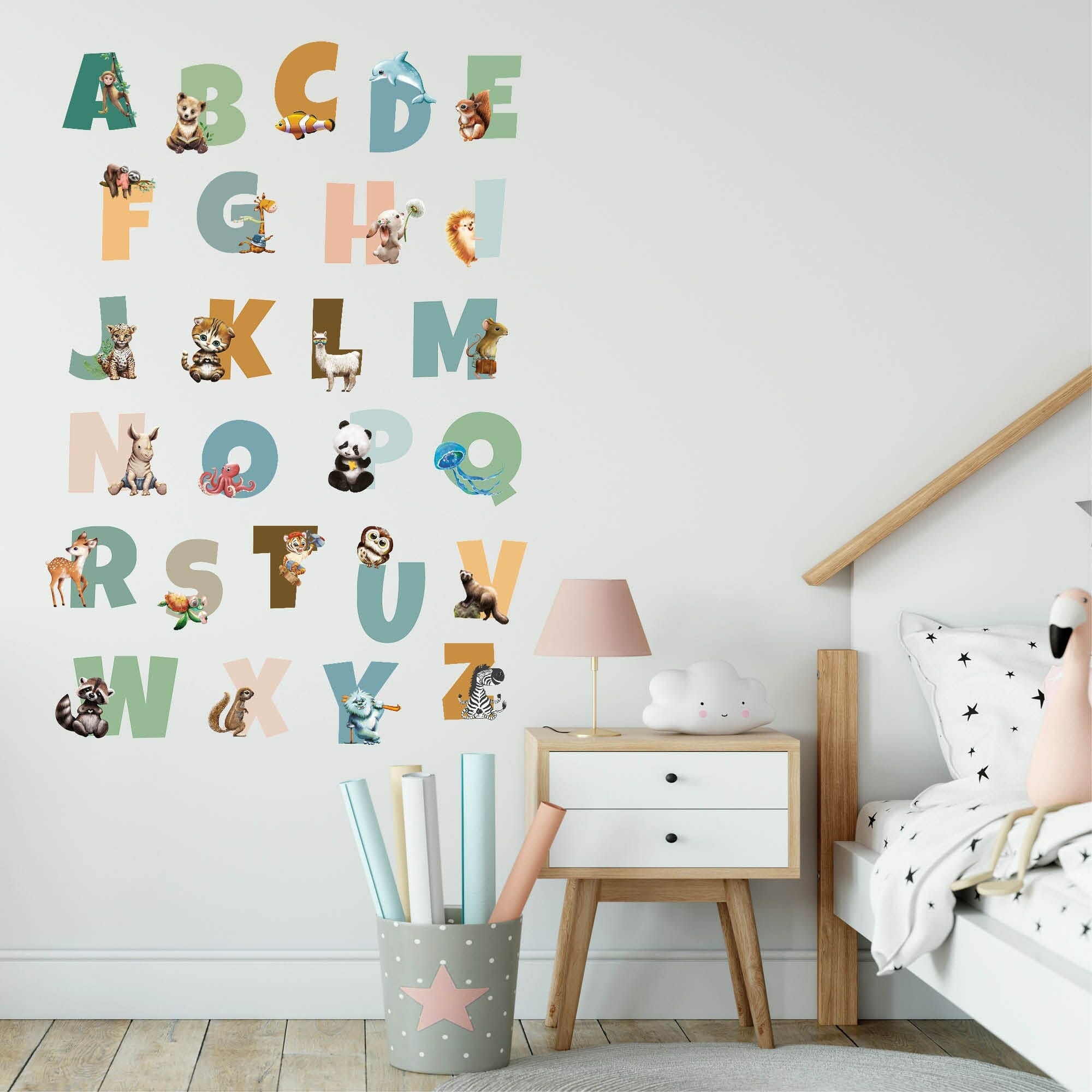 Wandtattoo Kinderzimmer Alphabet und Tiere, Dekoration Kinderzimmer |  Wandtattoo Loft