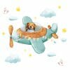 Auf dem Bild ist das Produkt: Wandtattoo Kinderzimmer bunt Mädchen Junge Flugzeug Bär Wolken Sterne Dekoration Babyzimmer blau zum Preis von €29.9 abgebildet.