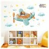 Auf dem Bild ist das Produkt: Wandtattoo Kinderzimmer bunt Mädchen Junge Flugzeug Bär Wolken Sterne Dekoration Babyzimmer blau zum Preis von €29.9 abgebildet.