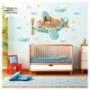 Auf dem Bild ist das Produkt: Wandtattoo Kinderzimmer bunt Mädchen Junge Flugzeug Bär Wolken Sterne Dekoration Babyzimmer blau zum Preis von €29.9 abgebildet.