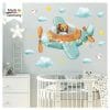 Auf dem Bild ist das Produkt: Wandtattoo Kinderzimmer bunt Mädchen Junge Flugzeug Bär Wolken Sterne Dekoration Babyzimmer blau zum Preis von €29.9 abgebildet.