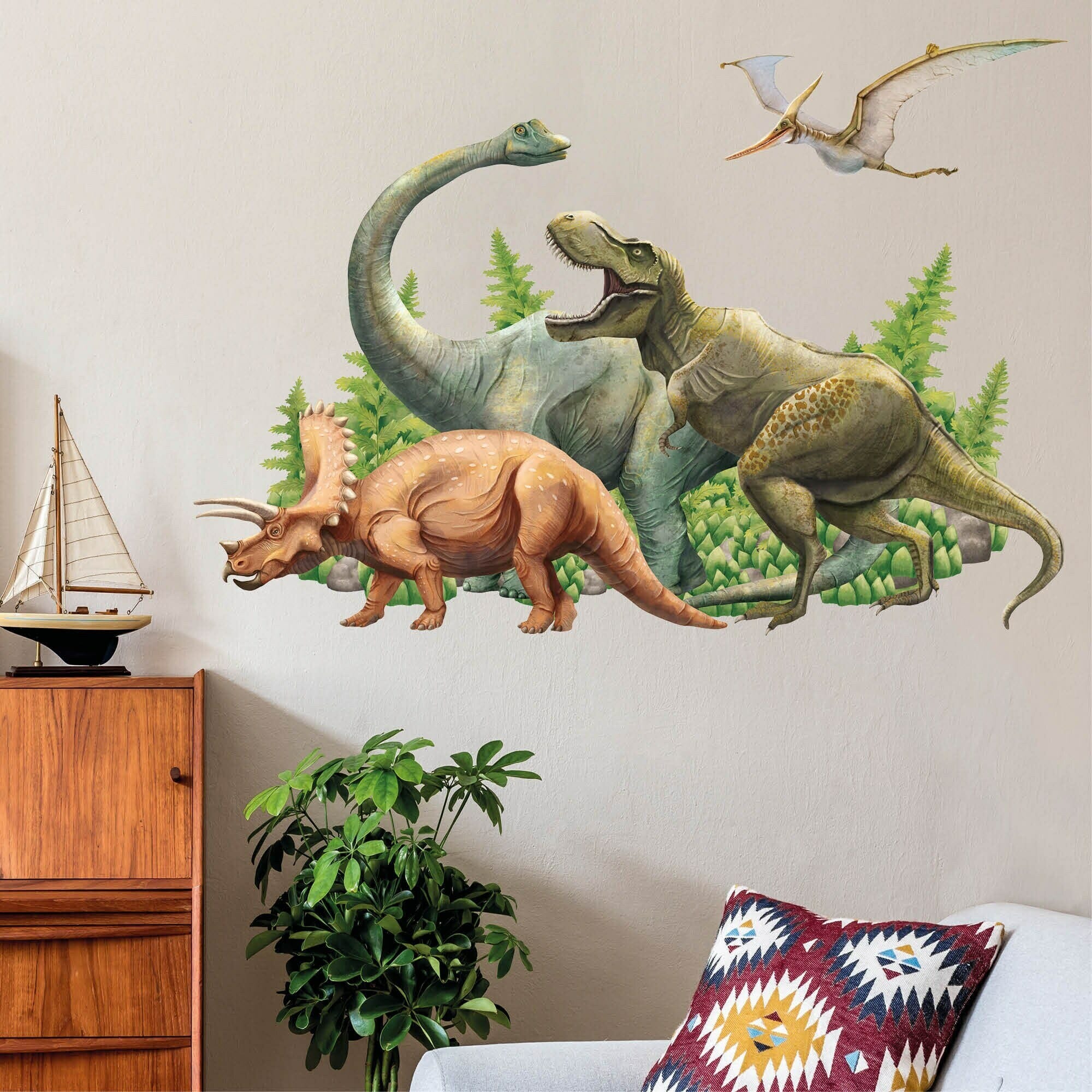 Wandtattoo Kinderzimmer Dinosaurier Landschaft Dekoration Babyzimmer