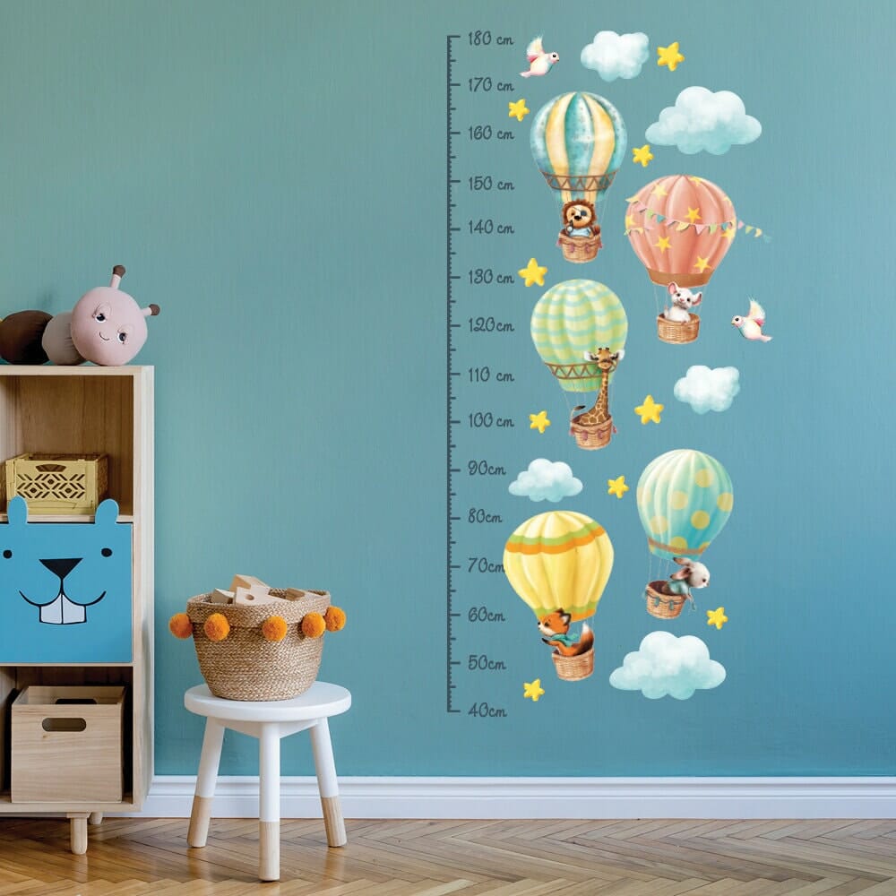 Wandtattoo Kinderzimmer Messlatte Heißluftballons Tiere 40 – 180 cm  Dekoration Babyzimmer Kinderzimmer | Wandtattoo Loft