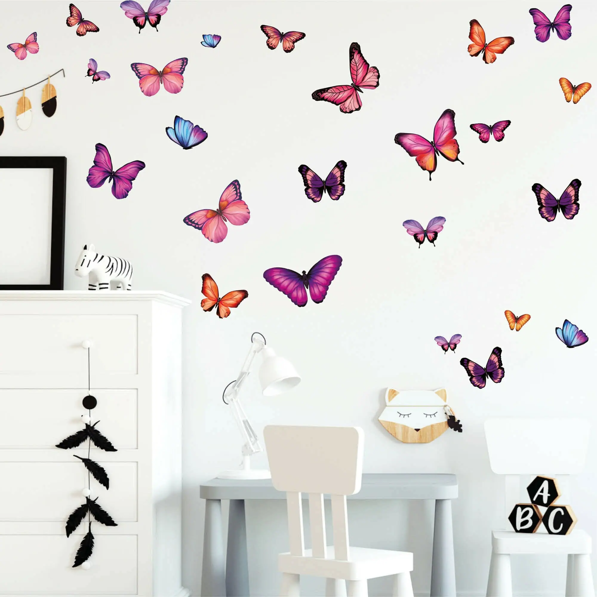 Wandtattoo Rosa | Kinderzimmer Schmetterlinge Loft in Wandtattoo Kinderzimmerdeko, Tönen, Babyzimmer unterschiedlichen