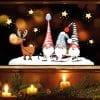 Auf dem Bild ist das Produkt: Fensterbild Winter Weihnachten Elch mit Zwergen Schlitten winterliche Fensterdeko wiederverwendbar zum Preis von €13.90 abgebildet.