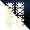 Auf dem Bild ist das Produkt: Farbige Leuchtsterne Leuchtaufkleber nachtleuchtend tagsüber in zarten Pastellfarben Sternenhimmel zum Preis von €29.9 abgebildet.