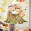 Auf dem Bild ist das Produkt: Fensterbild Herbst Fuchs auf Baumstumpf mit Blättern herbstlicher Fensteraufkleber Fensterdeko Kinderzimmer zum Preis von €13.90 abgebildet.