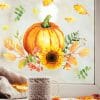 Auf dem Bild ist das Produkt: Fensterbild Kürbis Herbst Herbstfrüchte Sonnenblume Herbstblätter Halloween bunt wiederverwendbare Fensteraufkleber Kinderzimmer Baby Kind zum Preis von €13.90 abgebildet.