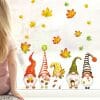 Auf dem Bild ist das Produkt: Fensterbild Herbst niedliche Zwerge mit Blättern herbstliche Fensteraufkleber Fensterdeko Deko zum Preis von €13.90 abgebildet.