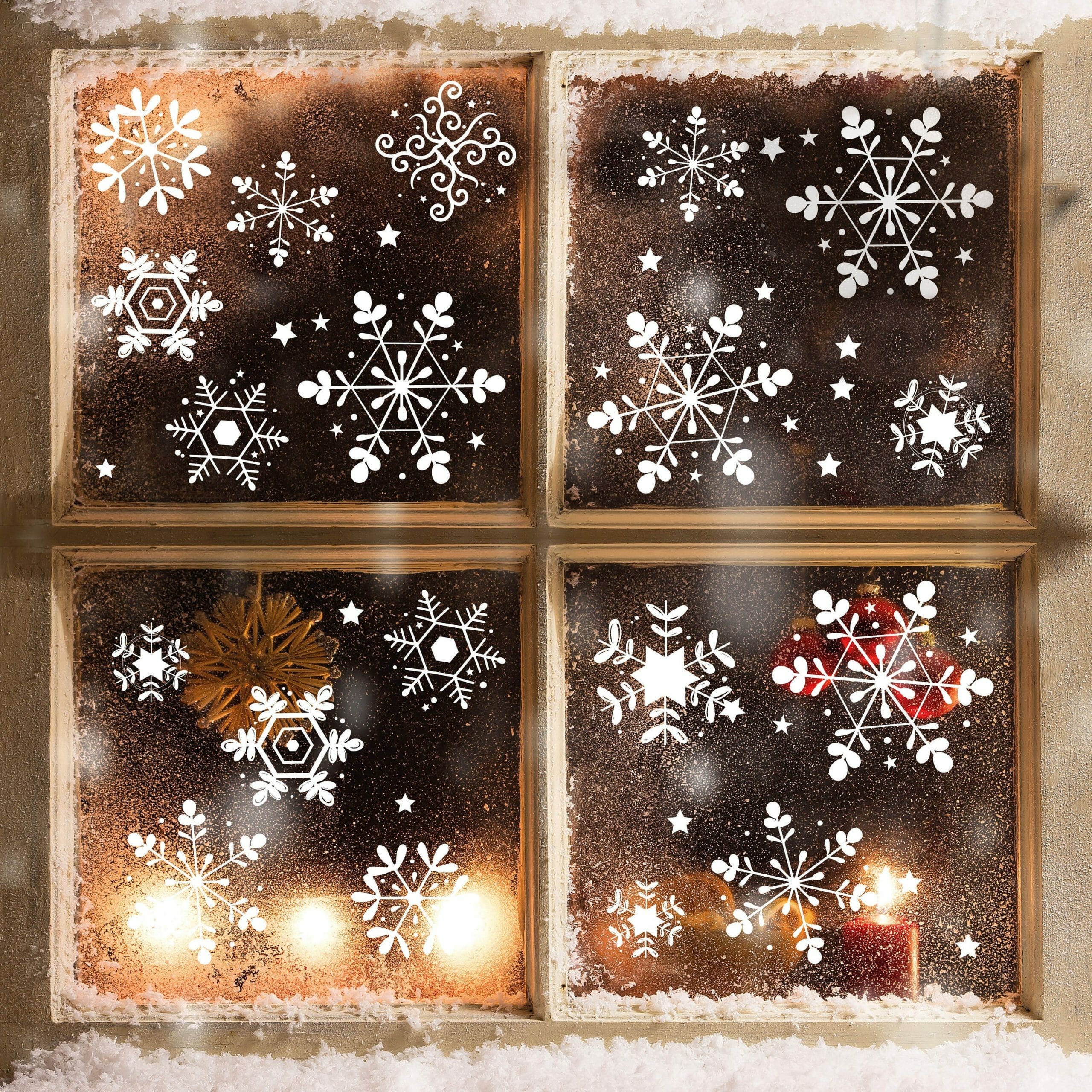 Fensterbild Schneeflocken Set Nr. 1 WIEDERVERWENDBAR Weihnachtsdeko Fenster, Adventsdeko