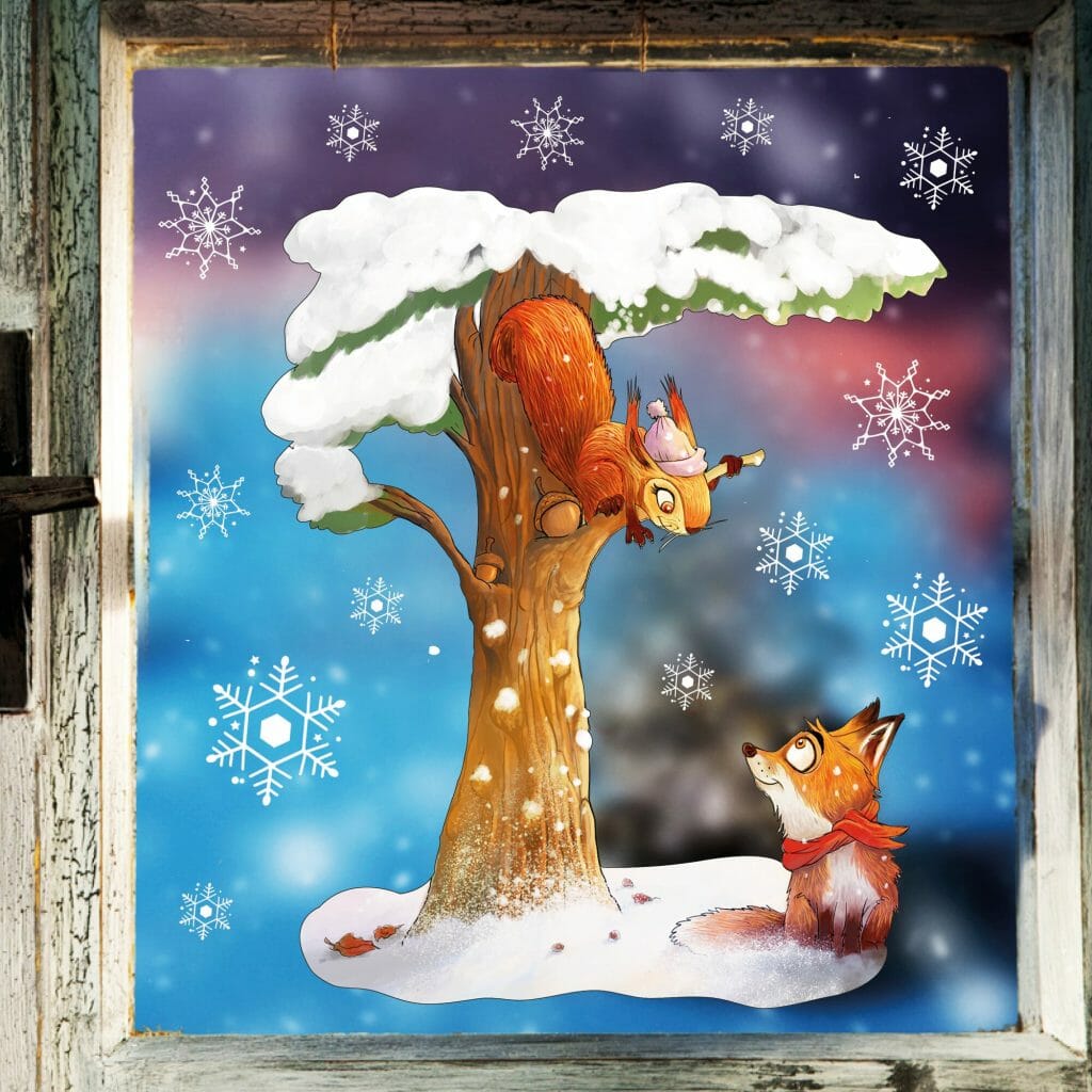 Weihnachtliches Briefpapier Magischer Winter DIN A4 mit Hirsch im