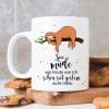Auf dem Bild ist das Produkt: Keramiktasse “So müde wie heute war ich schon seit gestern nicht mehr!” mit Faultier zum Preis von €16.9 abgebildet.