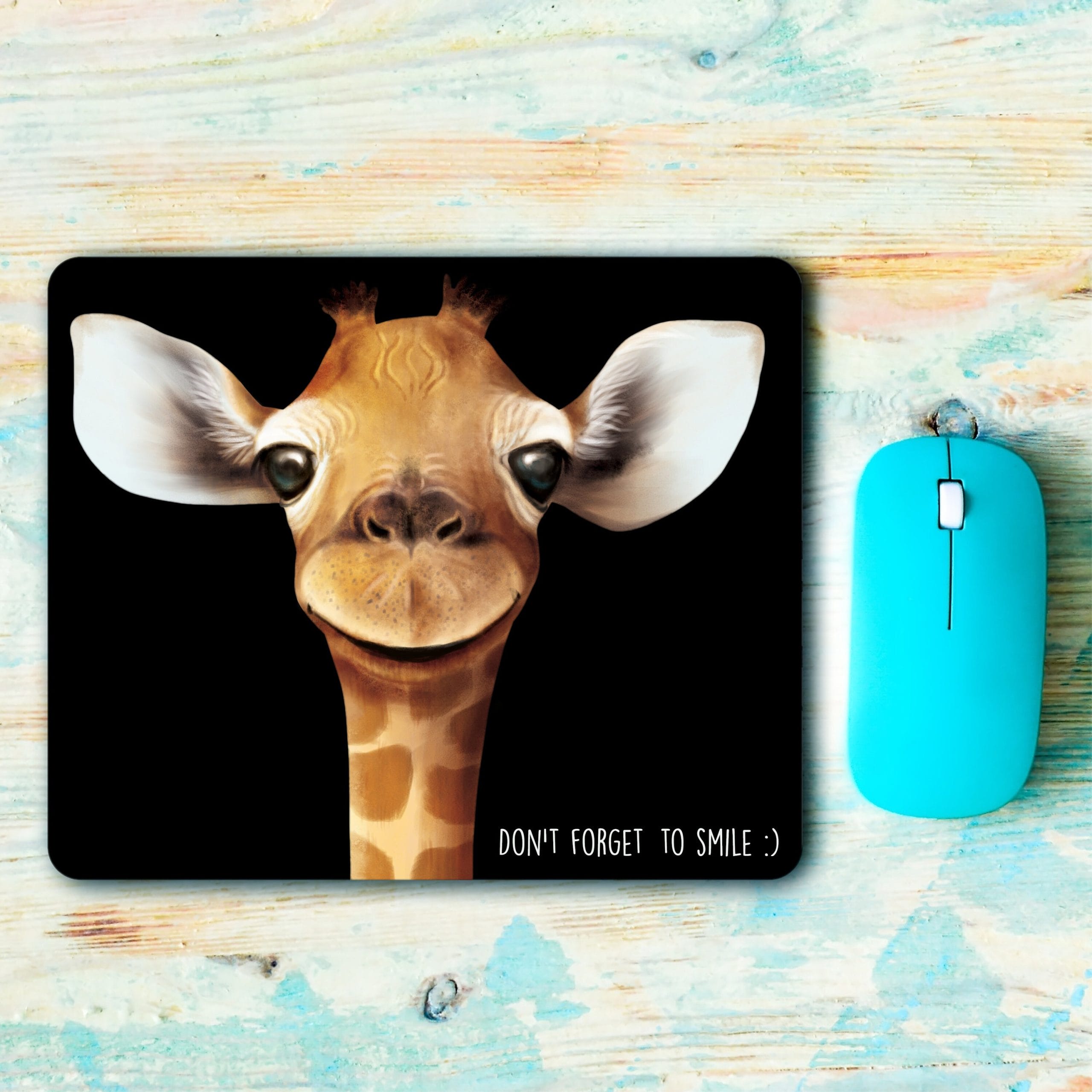 Mauspad Mousepad Giraffe Büro Schreibtischunterlage Home-Office-Dekor Büro Mitarbeitergeschenk Dont forget to smile