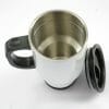 Auf dem Bild ist das Produkt: Edelstahl Thermobecher To Go bedruckt mit Spruch Ein Lächeln für dich Kaffeebecher 390 ml mit Griff zum Preis von €21.9 abgebildet.