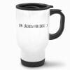 Auf dem Bild ist das Produkt: Edelstahl Thermobecher To Go bedruckt mit Spruch Ein Lächeln für dich Kaffeebecher 390 ml mit Griff zum Preis von €21.9 abgebildet.