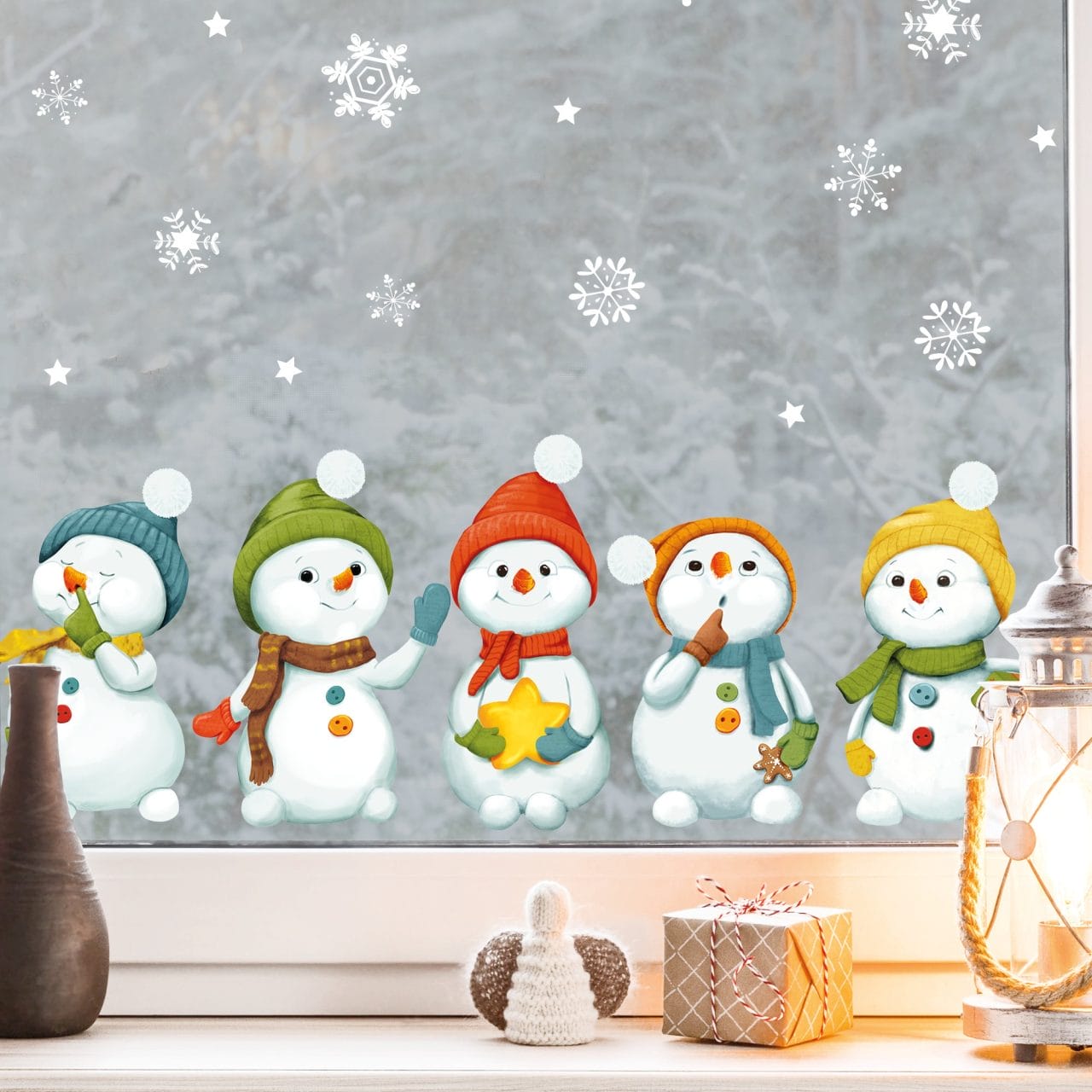 Wiederverwendbare Fensterbilder Winter 5 Schneem nner Und Schneeflocken Wiederverwendbare Fensterbilder Winter 5 Schneem nner Und Schneeflocken