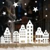 Auf dem Bild ist das Produkt: Wiederverwendbares Fensterbild Weihnachten Winterstadt Fensterdekoration Weihnachten Winter Rentierschlitten Sterne weiß zum Preis von €13.90 abgebildet.