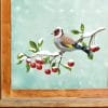 Auf dem Bild ist das Produkt: Fensterbild Winter Vogel Stieglitz Wiederverwendbar Wintermotiv Weihnachtsdekoration Fensteraufkleber zum Preis von €13.90 abgebildet.