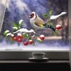 Auf dem Bild ist das Produkt: Fensterbild Winter Vogel Stieglitz Wiederverwendbar Wintermotiv Weihnachtsdekoration Fensteraufkleber zum Preis von €13.90 abgebildet.
