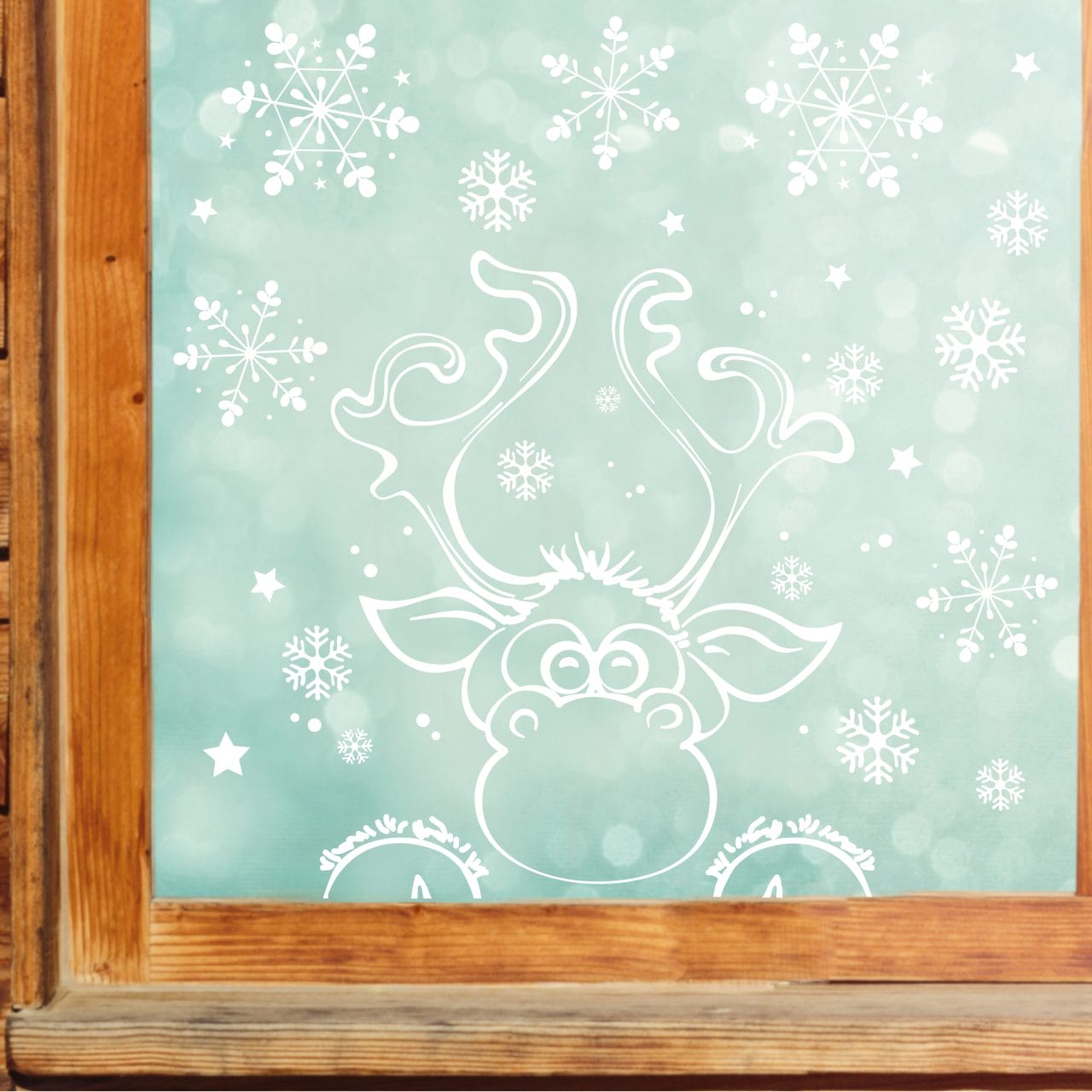 Weihnachts Fensterbilder Set - Winterliche Aufkleber Mit Schlitten & Elch Motiv