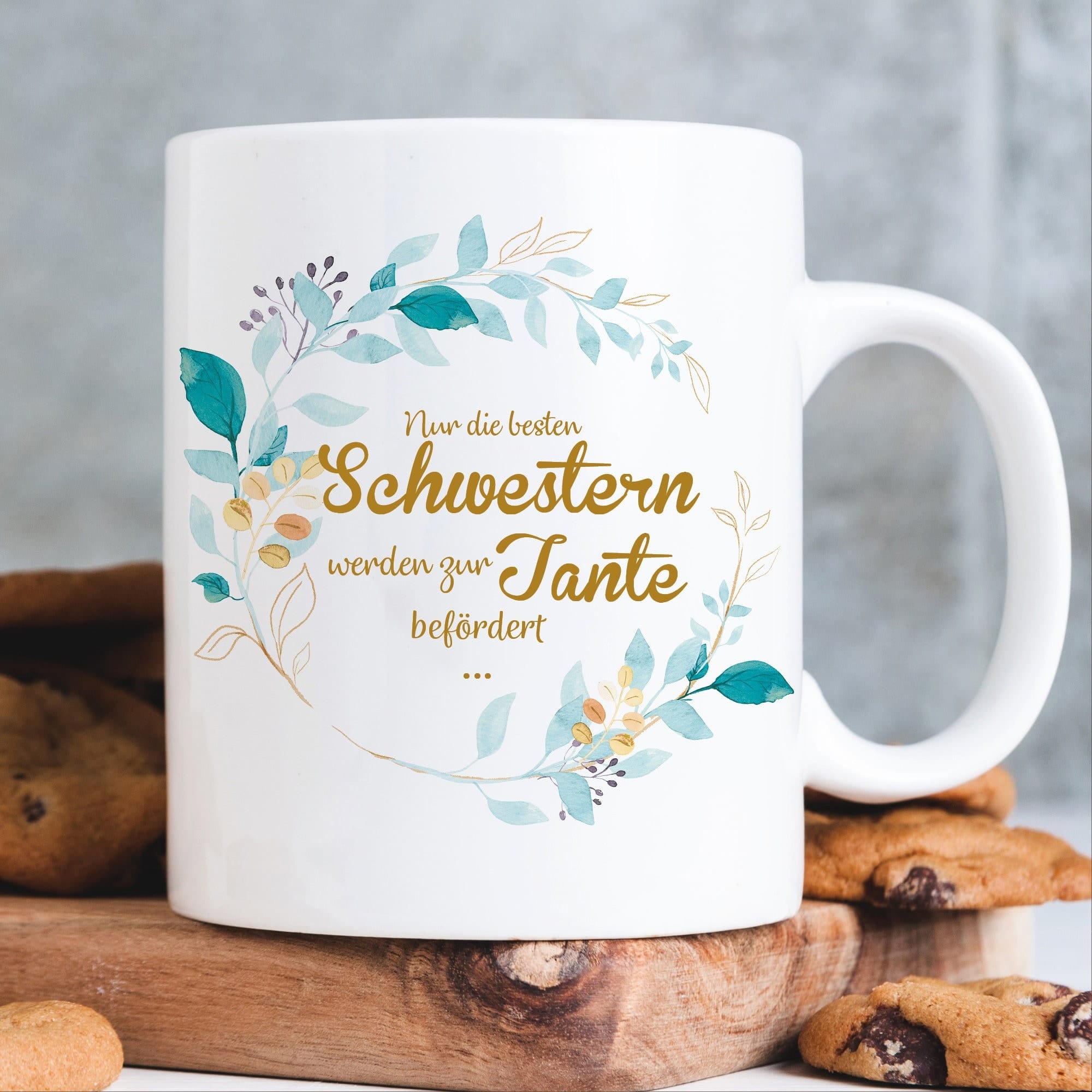 Bedruckte Tasse Nur die besten Schwestern werden zur Tante befördert