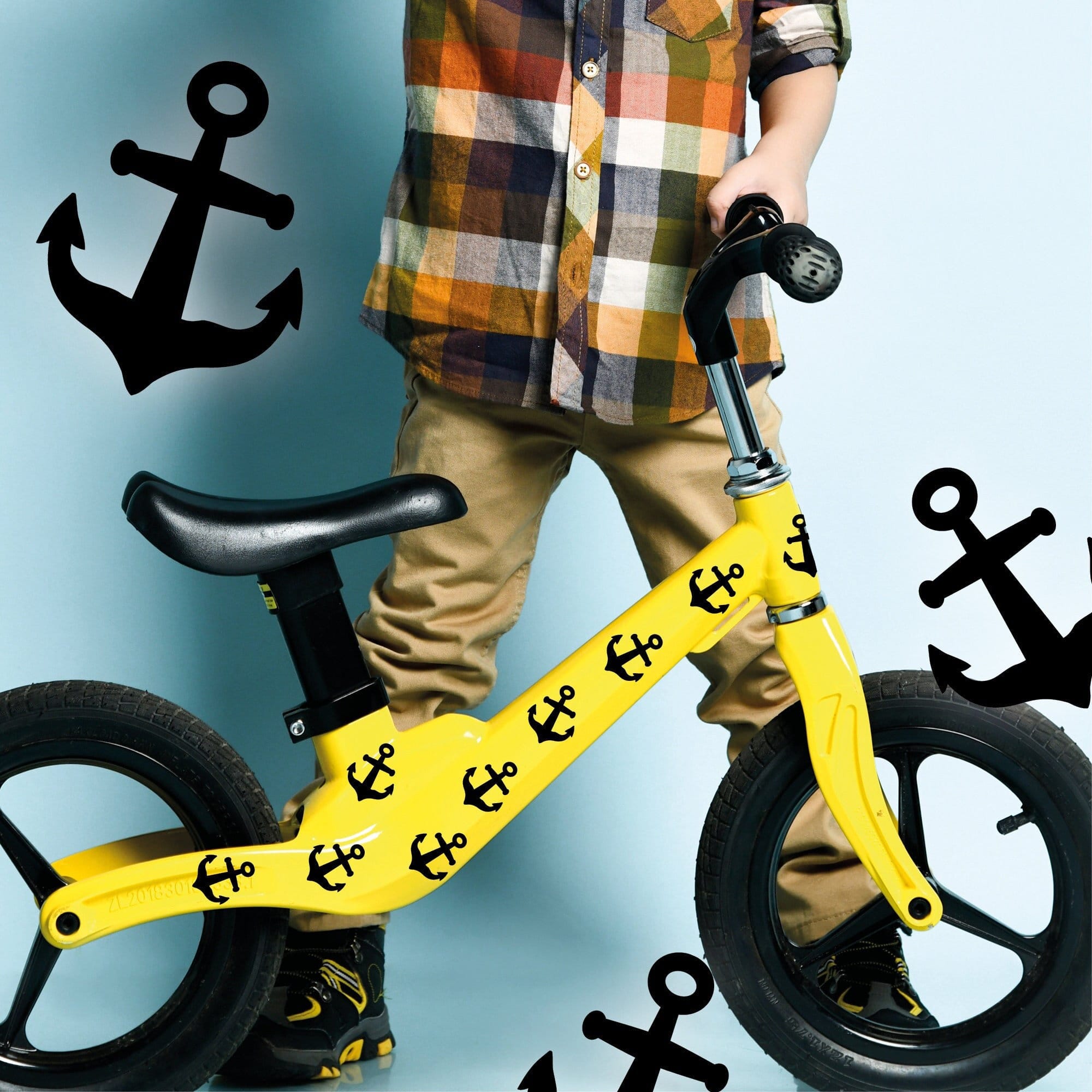 Fahrradaufkleber Fahrrad Sticker Fahrraddesign Kinderfahrrad Aufkleber Anker Totenköpfe Dekoration