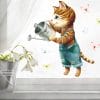 Auf dem Bild ist das Produkt: Fensterbild Frühling Ostern Katze mit Giesskanne und Schmetterlingen, Fensterdeko zum Preis von €13.90 abgebildet.