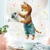 Auf dem Bild ist das Produkt: Fensterbild Frühling Ostern Katze mit Giesskanne und Schmetterlingen, Fensterdeko zum Preis von €13.90 abgebildet.