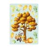 Auf dem Bild ist das Produkt: Fensterbild Herbst Eiche Dachs mit Schal Kürbis Blätter Herbstblätter wiederverwendbare Fensteraufkleber zum Preis von €13.90 abgebildet.