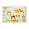 Auf dem Bild ist das Produkt: Fensterbild Pferd Herbst Galopp Blätter Herbstblätter bunt farbig wiederverwendbare Fensteraufkleber zum Preis von €13.90 abgebildet.