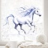 Auf dem Bild ist das Produkt: Fensterbild Pferd Winter Galopp Schneeflocken wiederverwendbare Fensteraufkleber Kinderzimmer Mädchen Kind zum Preis von €13.90 abgebildet.