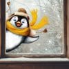 Auf dem Bild ist das Produkt: Fensterbild Pinguin hineinschauend Winter Fenster mit Schneeflocken Adventsdeko zum Preis von €14.90 abgebildet.