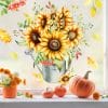 Auf dem Bild ist das Produkt: Fensterbild Sonnenblumen Gießkanne Herbst wiederverwendbare Fensteraufkleber zum Preis von €13.90 abgebildet.