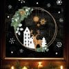 Auf dem Bild ist das Produkt: Fensterbild Weihnachten Hirsch Deko Winter Schneeflocken Stern Holzoptik Weihnachtsgrün Fensteraufkleber Fensterdeko zum Preis von €13.90 abgebildet.