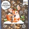 Auf dem Bild ist das Produkt: Fensterbild Weihnachten Winter Reh mit Häschen mit Schneeflocken zum Preis von €13.90 abgebildet.