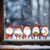 Auf dem Bild ist das Produkt: Fensterbild Weihnachtsmänner Wichtel 5 kleine Weihnachtwichtel Zwerge und Schneeflocken Fensteraufkleber wiederverwendbar zum Preis von €13.90 abgebildet.