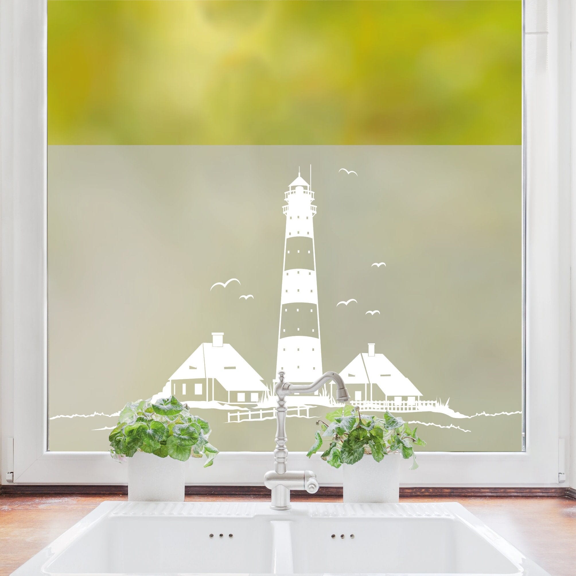 Sichtschutzfolie Leuchtturm Nordsee St. Peter Ording Fensterfolie Fensterdeko Milchglasfolie wiederverwendbar