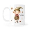 Auf dem Bild ist das Produkt: Weihnachtstasse Elfen mit einem Spielzeugauto Geschenk Glocke Lebkuchen Schneeflocken und Wunschnamen, personalisiertes Geschenk Tasse Becher Keramik zum Preis von €17.90 abgebildet.